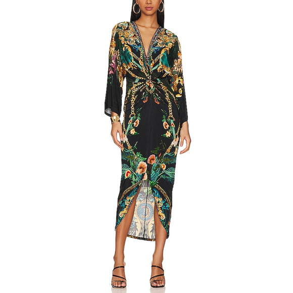 Camilla 'Split' Black Viscose Front Twist Maxi Dress Size S - Picture 1 of 6